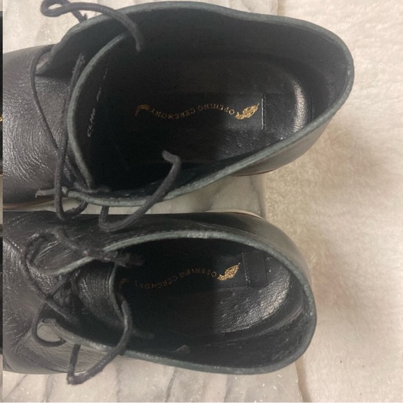 Opening Ceremony Ankle Boots Lace Up Black Leather Size 6 - Picture 3 of 12